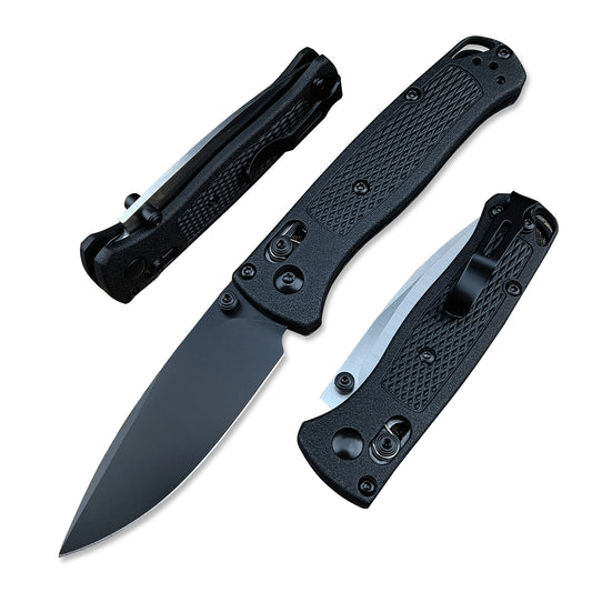 Thumb Open Mini EDC Folding Pocket Knife, with 2.7'' 8Cr13MoV Blade, Glass Reinforced Nylon Grivory Handle with Belt Clip for Camping (Black Blade)