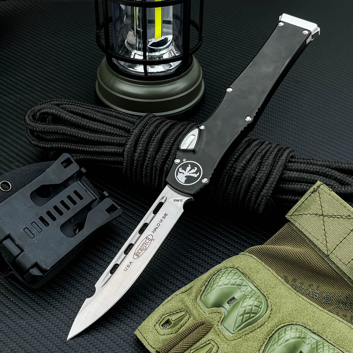 Halo V6 Single-Action OTF Automatic Knife T6 Aluminum Handle