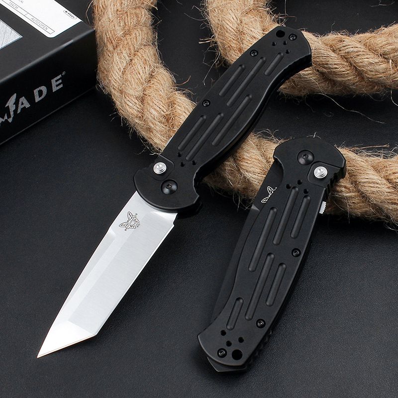 Benchmade 9052 AFO II Automatic Folding Knife 154CM Black/White Titanium Coating Tanto Blade 6061-T6 Aluminum Alloy Handle EDC Outdoor Pocket Hunting Spring Knives