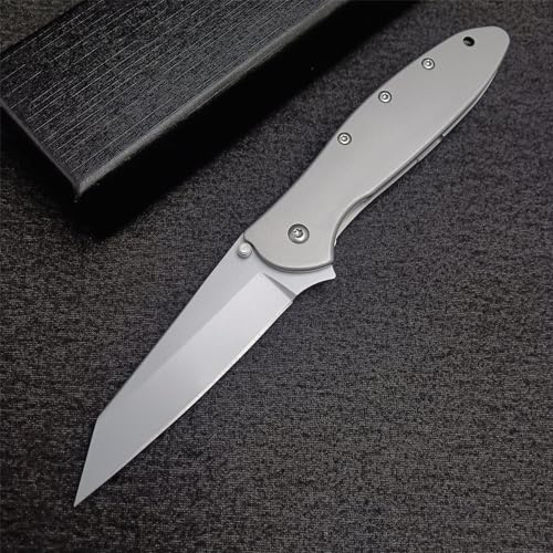 Assisted Opening 1660R Flipper EDC Pocket Knife, 3" Sandvik 14C28N Reverse Tanto Blade, Stainless Steel Handle, Dual Lock System, Outdoor Folding Knife For Men