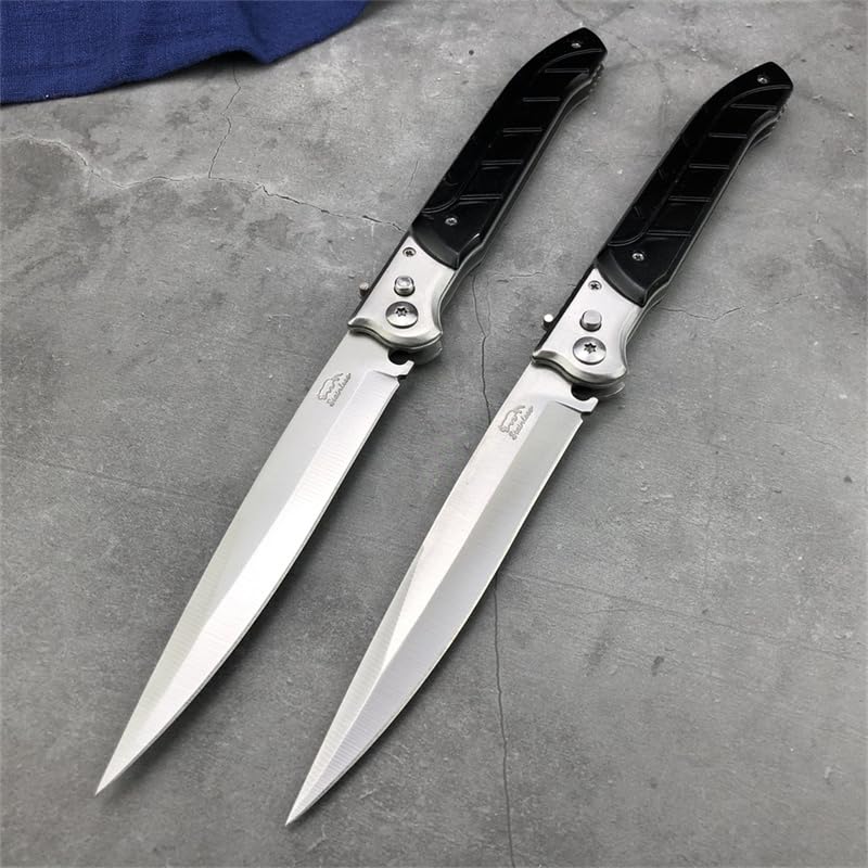 12" Large Black Pocket Knife,Portable Folding Knives,Gifts for Men Women,Stainless Steel Blade and Aluminum Alloy Handle,Multi Tool for Camping,Hiking