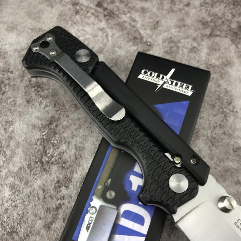Cold Steel AD-15 Pocket Knife 8Cr13Mov Blade, Black Reinforced Nylon Wave Fiber Handle Defense Tactical Hunting Survival Outdoor Knife with Clip