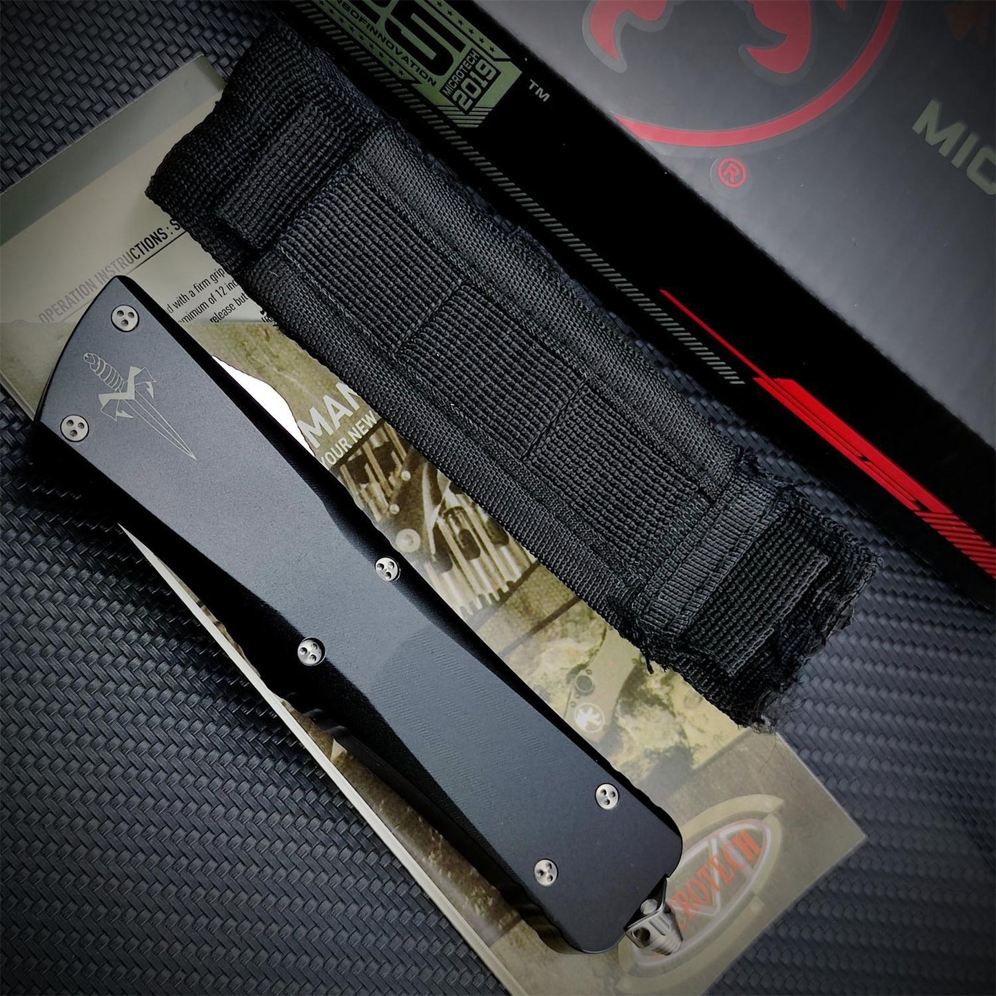 NEW Microtech Flick Knife Ultratech Hellhound Tanto D2 Blade Aluminum Alloy Handle OTF Automatic Spring Assisted Knives Camping Hunting Tools