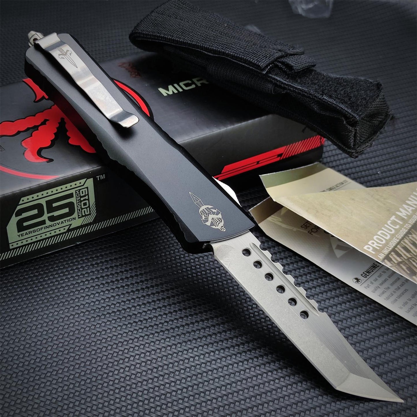 NEW Microtech Flick Knife Ultratech Hellhound Tanto D2 Blade Aluminum Alloy Handle OTF Automatic Spring Assisted Knives Camping Hunting Tools