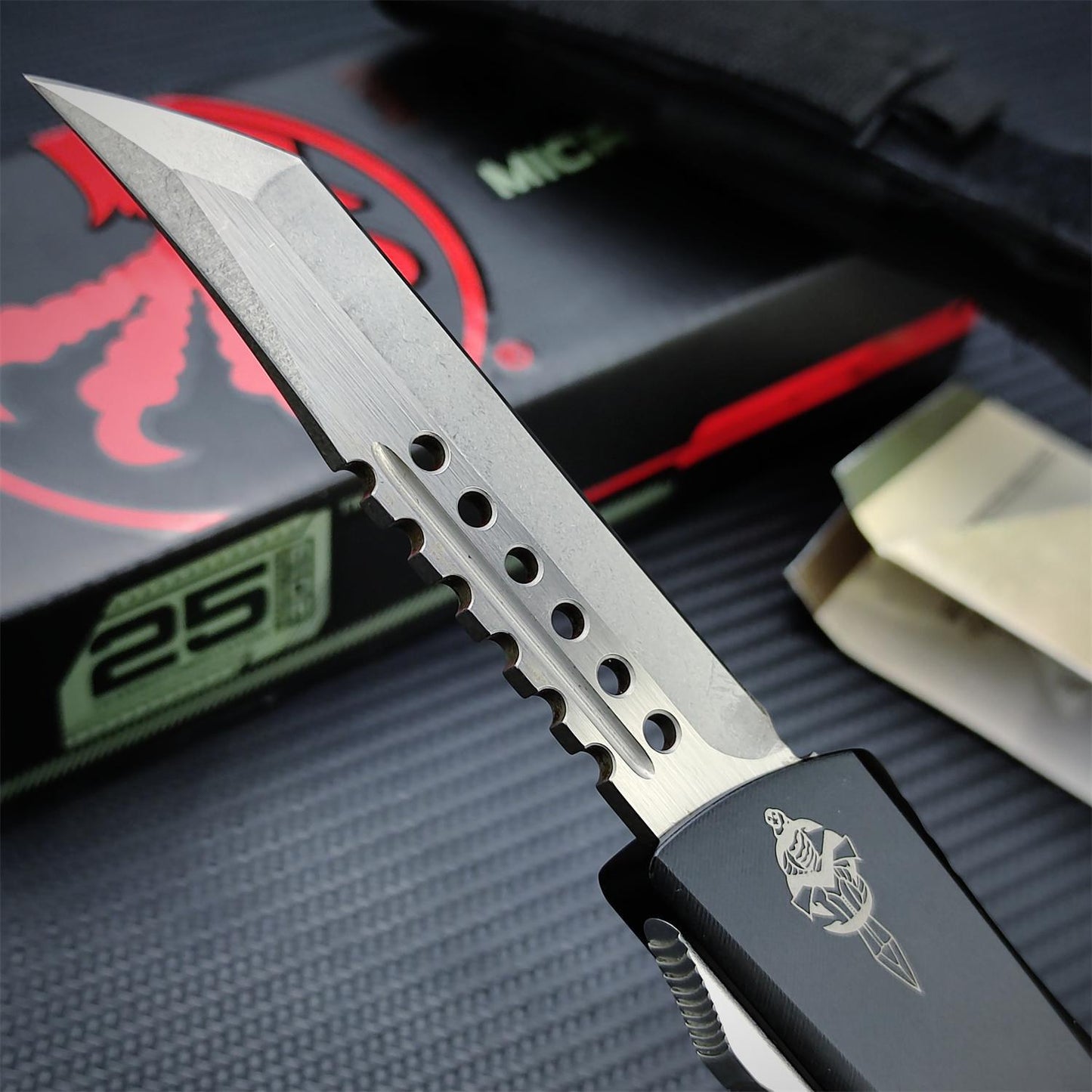 NEW Microtech Flick Knife Ultratech Hellhound Tanto D2 Blade Aluminum Alloy Handle OTF Automatic Spring Assisted Knives Camping Hunting Tools