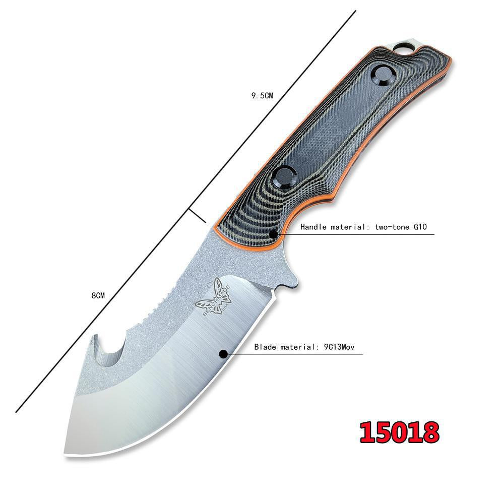 Benchmade 15018 Hunt Saddle Mountain Skinner Fixed Blade Knife 4.2" 9C13Mov Blade, Two-color G10 Handles, Leather Sheath