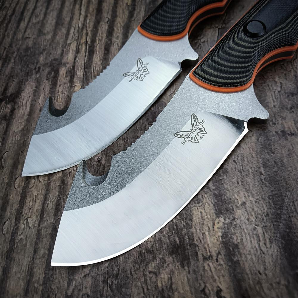 Benchmade 15018 Hunt Saddle Mountain Skinner Fixed Blade Knife 4.2" 9C13Mov Blade, Two-color G10 Handles, Leather Sheath