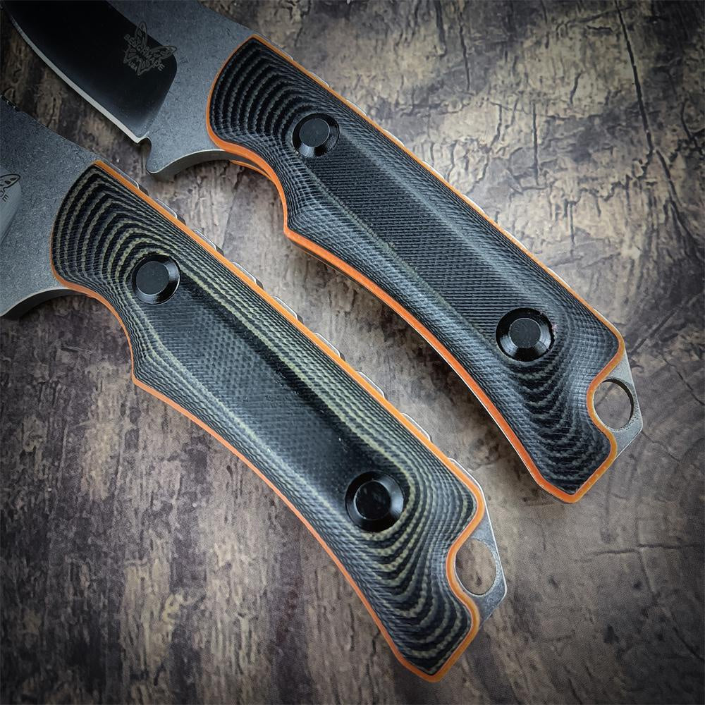 Benchmade 15018 Hunt Saddle Mountain Skinner Fixed Blade Knife 4.2" 9C13Mov Blade, Two-color G10 Handles, Leather Sheath