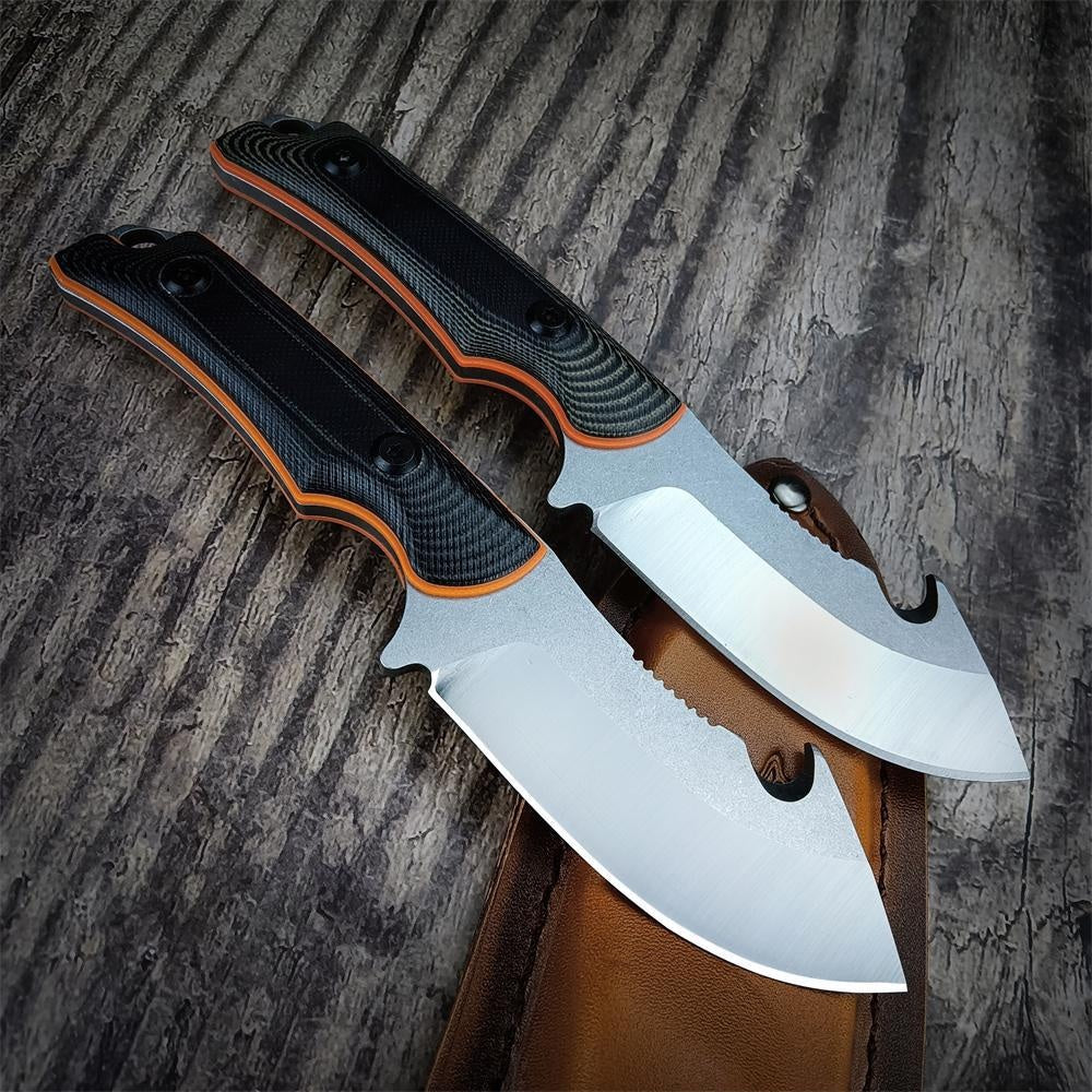 Benchmade 15018 Hunt Saddle Mountain Skinner Fixed Blade Knife 4.2" 9C13Mov Blade, Two-color G10 Handles, Leather Sheath