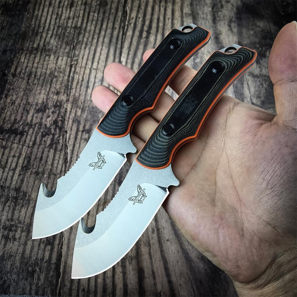 Benchmade 15018 Hunt Saddle Mountain Skinner Fixed Blade Knife 4.2" 9C13Mov Blade, Two-color G10 Handles, Leather Sheath