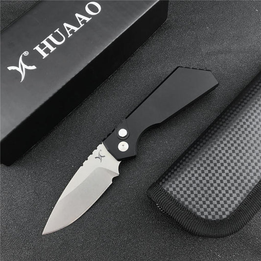 Huaao AUTO Knife D2 Blade T6 Aluminum Handle Camping Survival Hunting Knives Hiking Edc Tactical Knife Fast Opening Spring Assisted Folding Pocket Mini Knife Box Opener
