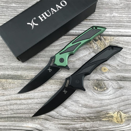 HUA AO GC003 Folding Pocket Knife D2 Blade T6 Aluminum with Carbon Brazing Handle EDC Combat Knives Higher Quality Outdoor Camping Surviva Bushcraft Knifel