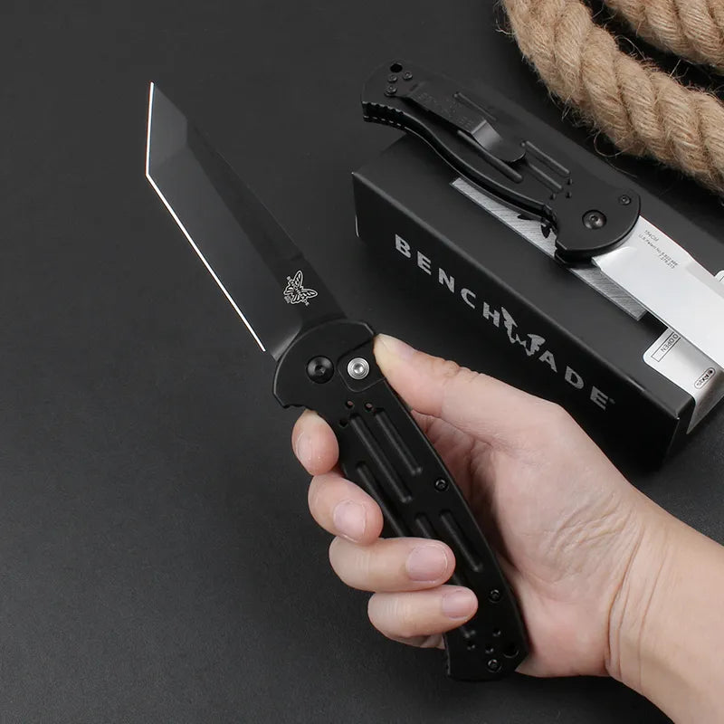 Benchmade 9052 AFO II Automatic Folding Knife 154CM Black/White Titanium Coating Tanto Blade 6061-T6 Aluminum Alloy Handle EDC Outdoor Pocket Hunting Spring Knives