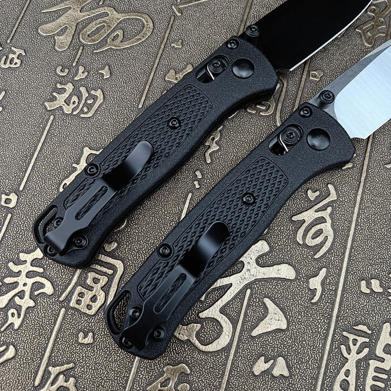 Thumb Open Mini EDC Folding Pocket Knife, with 2.7'' 8Cr13MoV Blade, Glass Reinforced Nylon Grivory Handle with Belt Clip for Camping (Black Blade)
