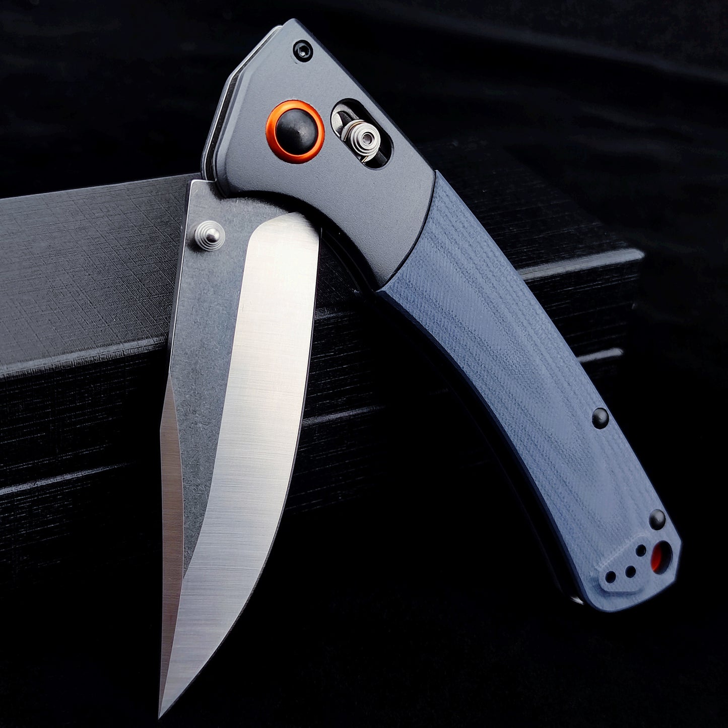 EDC Pocket Knife for Men, D2 Blade, Satin Finish, G10 handle, Thumb Stud Manual Open Camping Folding Knife for Outdoor Fishing (blue)