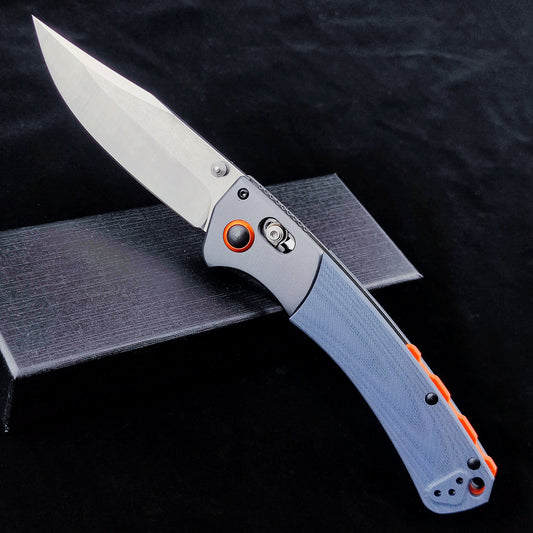 EDC Pocket Knife for Men, D2 Blade, Satin Finish, G10 handle, Thumb Stud Manual Open Camping Folding Knife for Outdoor Fishing (blue)