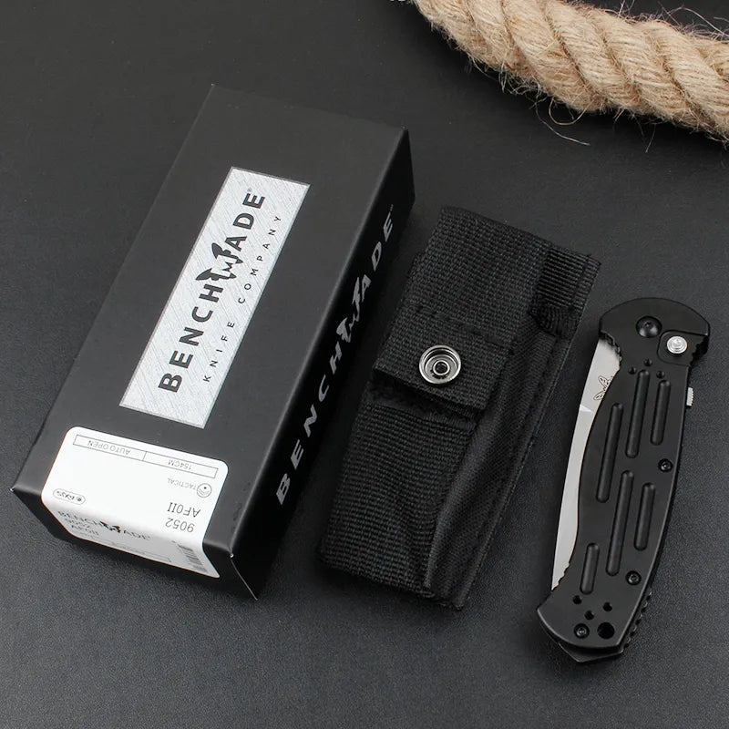 Benchmade 9052 AFO II Automatic Folding Knife 154CM Black/White Titanium Coating Tanto Blade 6061-T6 Aluminum Alloy Handle EDC Outdoor Pocket Hunting Spring Knives