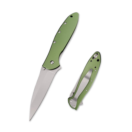Olive Chive Folding Pocket Knife, 2.9 Inch 8Cr13Mov Manual Studs Open Blade and Aluminum Handle,  Multi Tool for Camping,Hiking