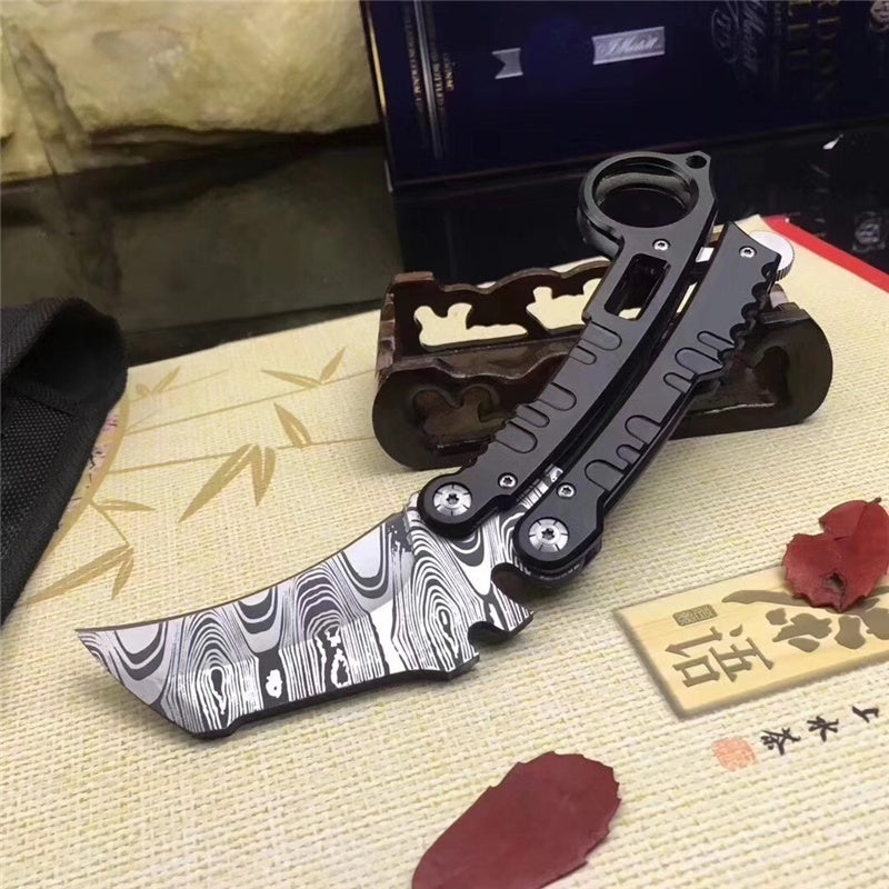 Butterfly balisong knife Practice Knifes OUTDOORS Tactical Claw shape knives Decorative pattern Combat Trainer Very Sharp Survival tools