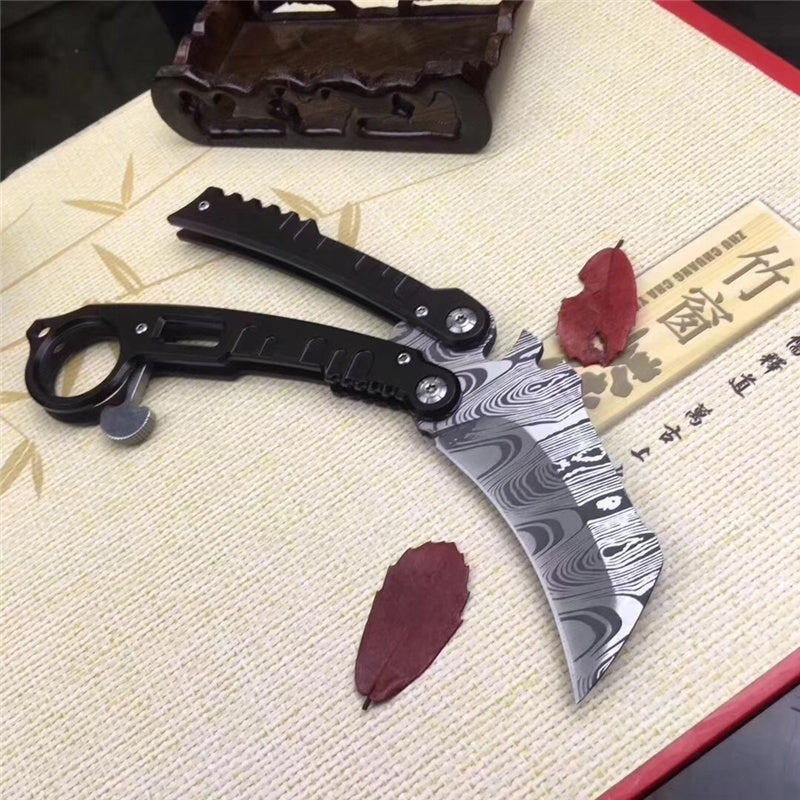 Butterfly balisong knife Practice Knifes OUTDOORS Tactical Claw shape knives Decorative pattern Combat Trainer Very Sharp Survival tools