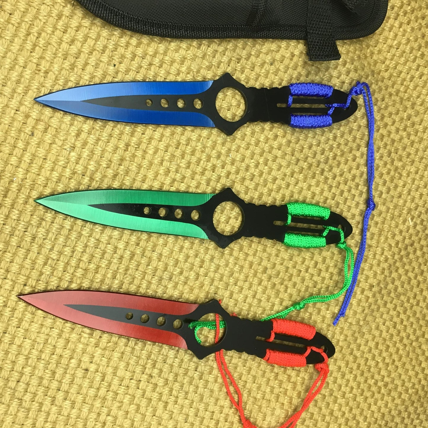 3PC 8" NINJA KUNAI TACTICAL HUNTING Throwing Knife Set + Sheath Survival Rescue Double Edged Blades