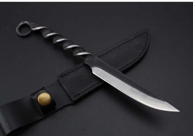Hand Forged Railroad Fixed Blade Hunting Knife Carbon Steel Spike Survival Tactical Military Knives EDC