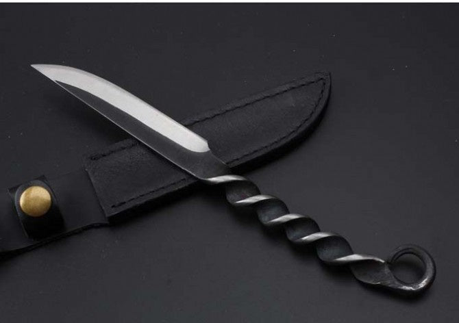 Hand Forged Railroad Fixed Blade Hunting Knife Carbon Steel Spike Survival Tactical Military Knives EDC