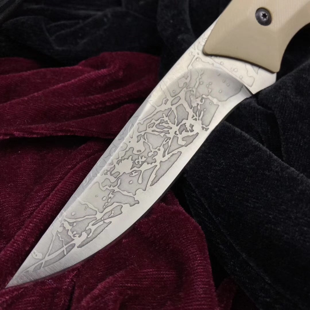 KikuMatsuda TACTICAL Combat FIXED BLADE KNIFE SURVIVAL BOWIE w/ Kydex Sheath