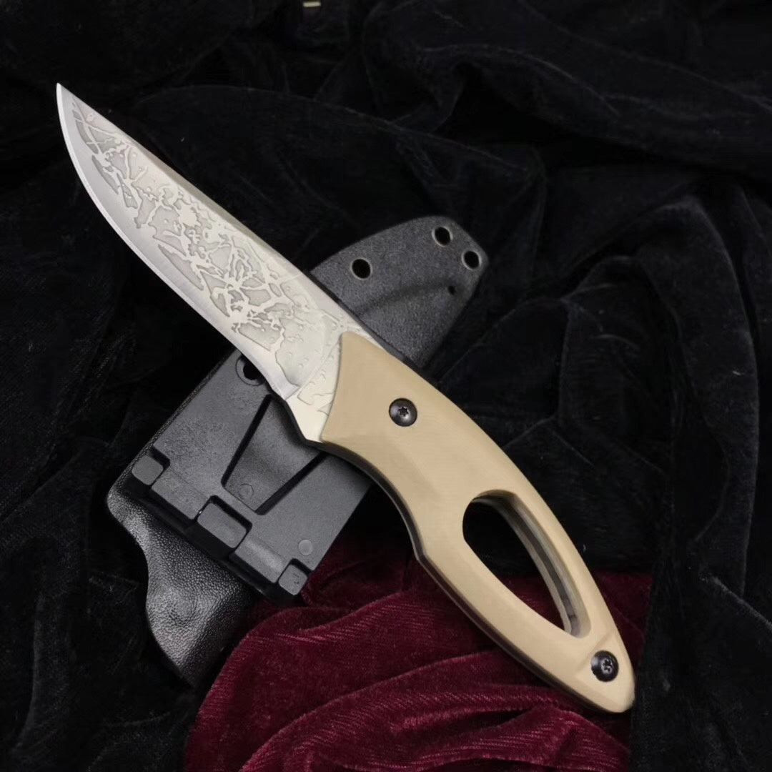 KikuMatsuda TACTICAL Combat FIXED BLADE KNIFE SURVIVAL BOWIE w/ Kydex Sheath
