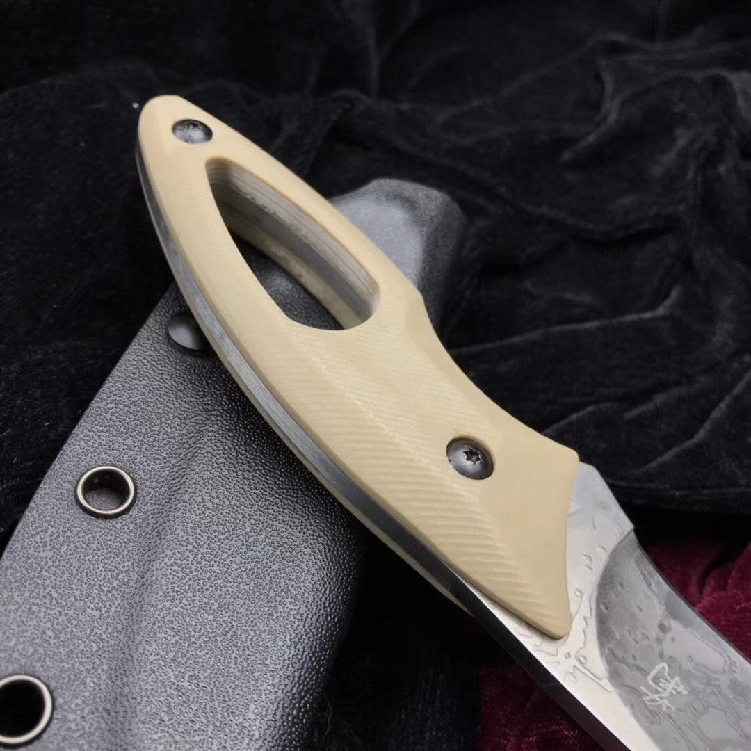 KikuMatsuda TACTICAL Combat FIXED BLADE KNIFE SURVIVAL BOWIE w/ Kydex Sheath