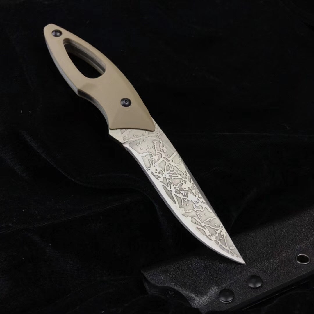 KikuMatsuda TACTICAL Combat FIXED BLADE KNIFE SURVIVAL BOWIE w/ Kydex Sheath