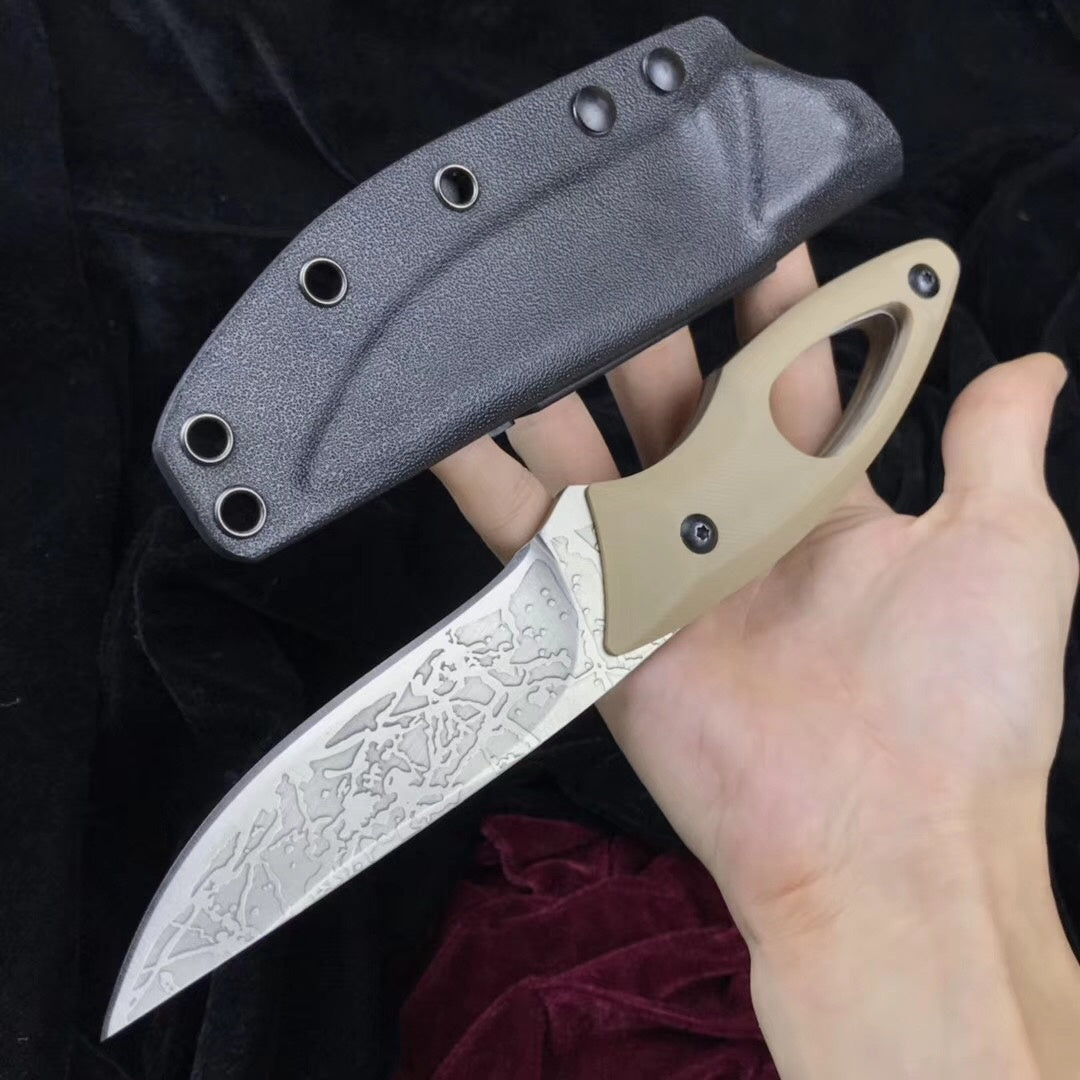 KikuMatsuda TACTICAL Combat FIXED BLADE KNIFE SURVIVAL BOWIE w/ Kydex Sheath