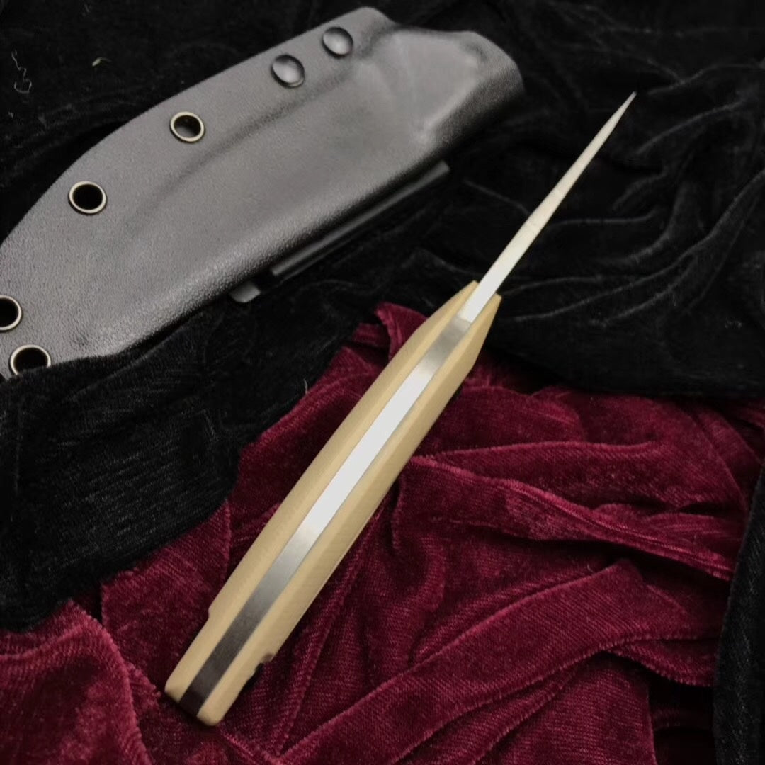 KikuMatsuda TACTICAL Combat FIXED BLADE KNIFE SURVIVAL BOWIE w/ Kydex Sheath