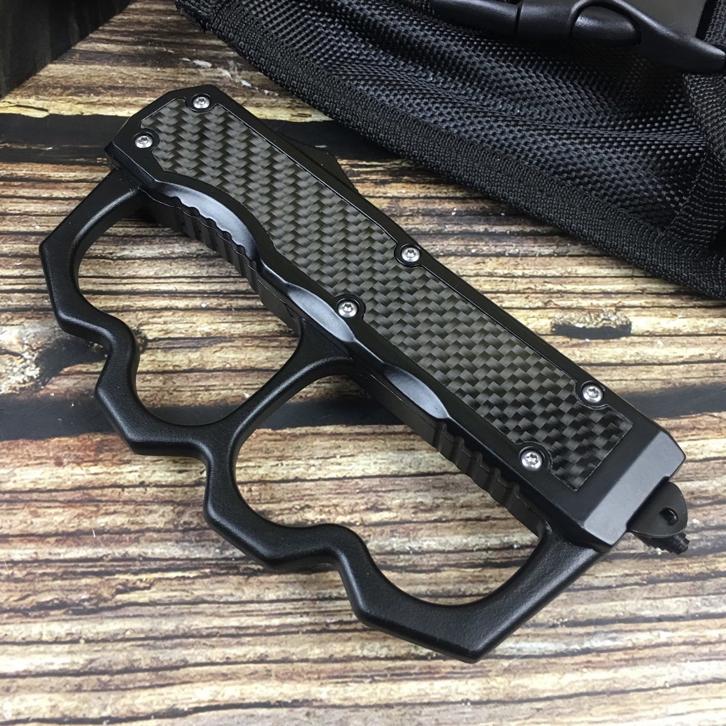 Black knuckle type straight spring + fist cover, tactical spring assist open folding pocket knife