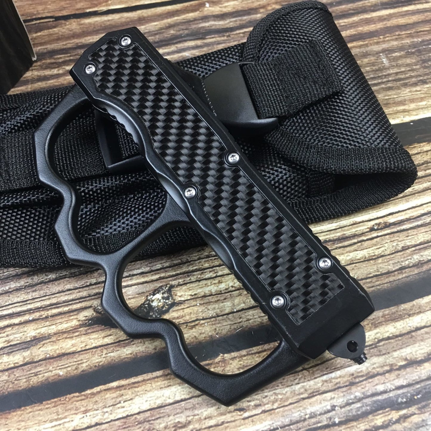 Black knuckle type straight spring + fist cover, tactical spring assist open folding pocket knife