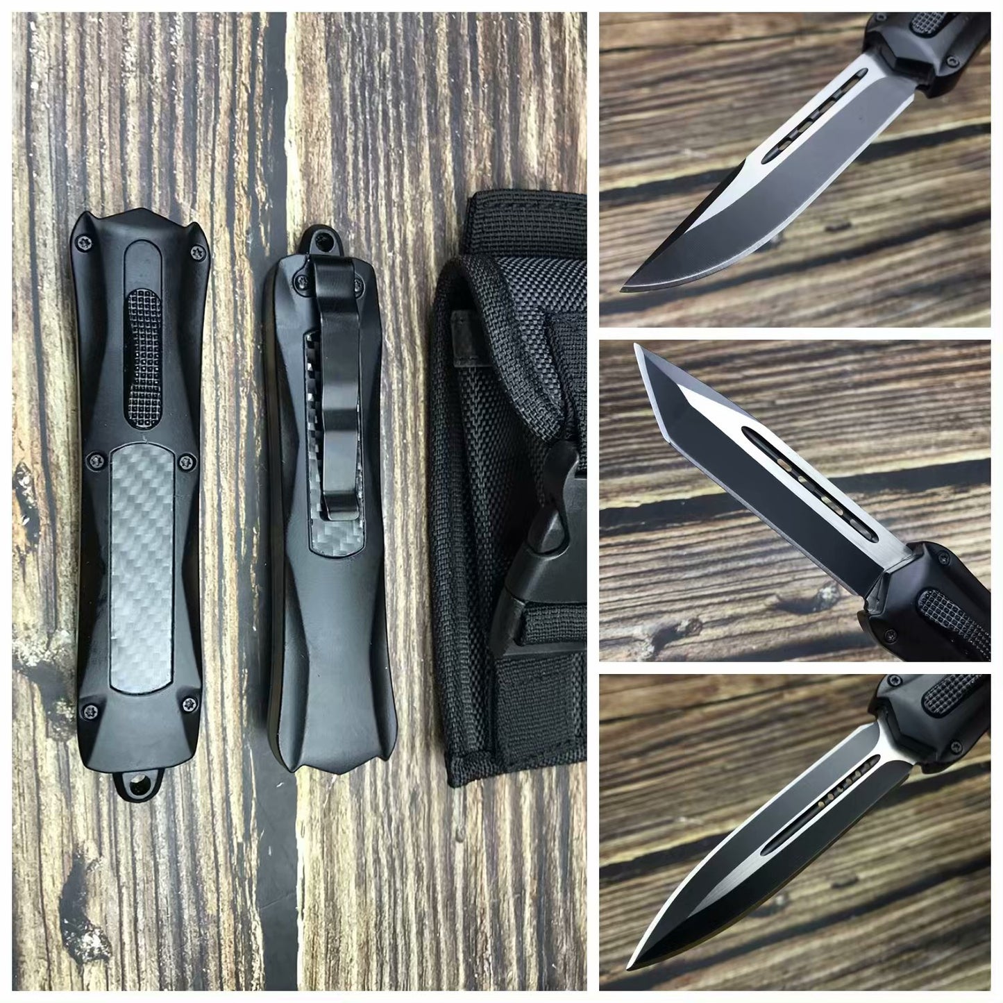 Microtech 23.5cm automatic spring assisted knife 57HRC survival hunting camping knife zinc-aluminum handle