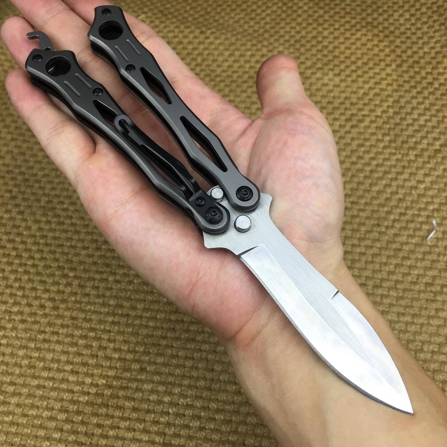 Steel blade + aluminum blade butterfly knife real blade 440C practice knife outdoor tactical hunting knife fighting instructor throwing knife very sharp survival tool