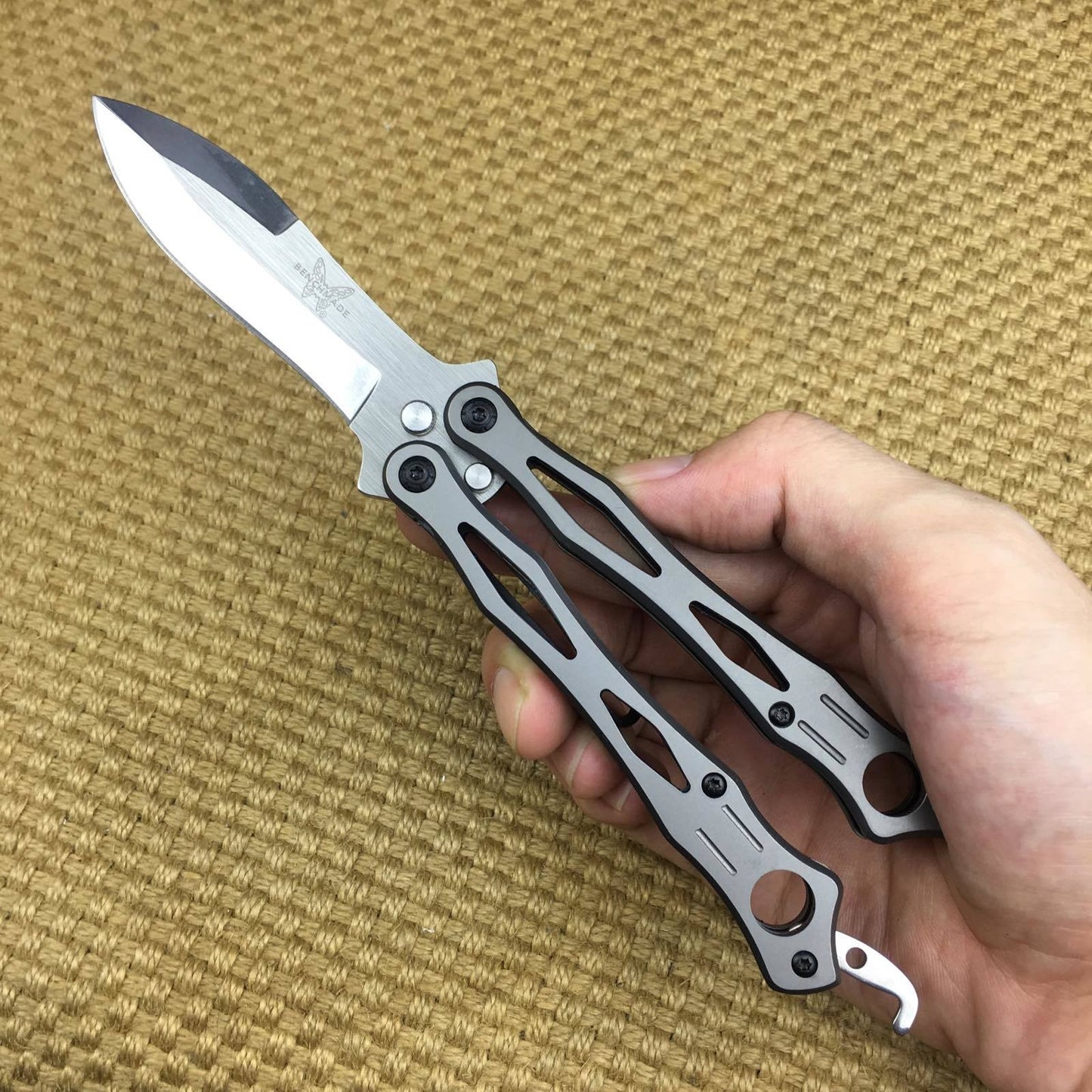 Steel blade + aluminum blade butterfly knife real blade 440C practice knife outdoor tactical hunting knife fighting instructor throwing knife very sharp survival tool