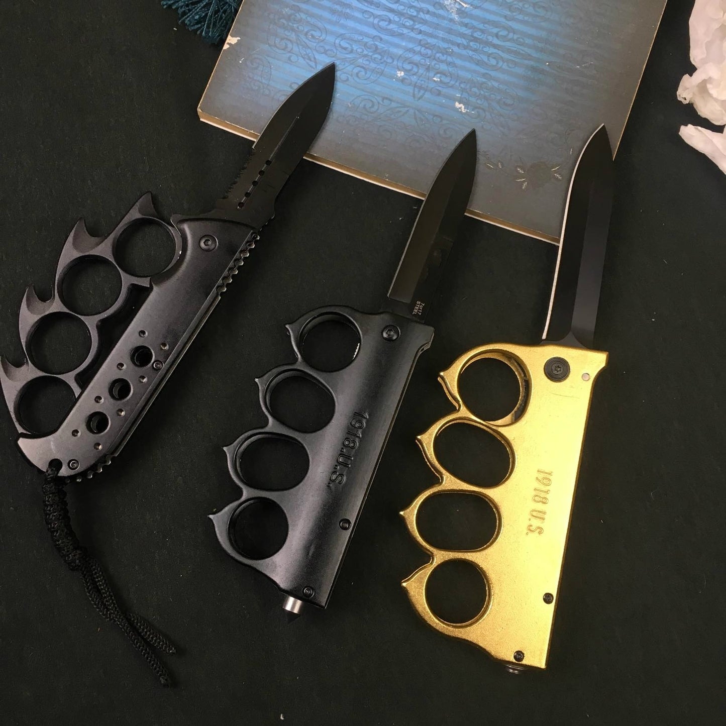 "7.5" COLD STEEL knuckle type 440C blade tactical spring assist to open folding pocket knife