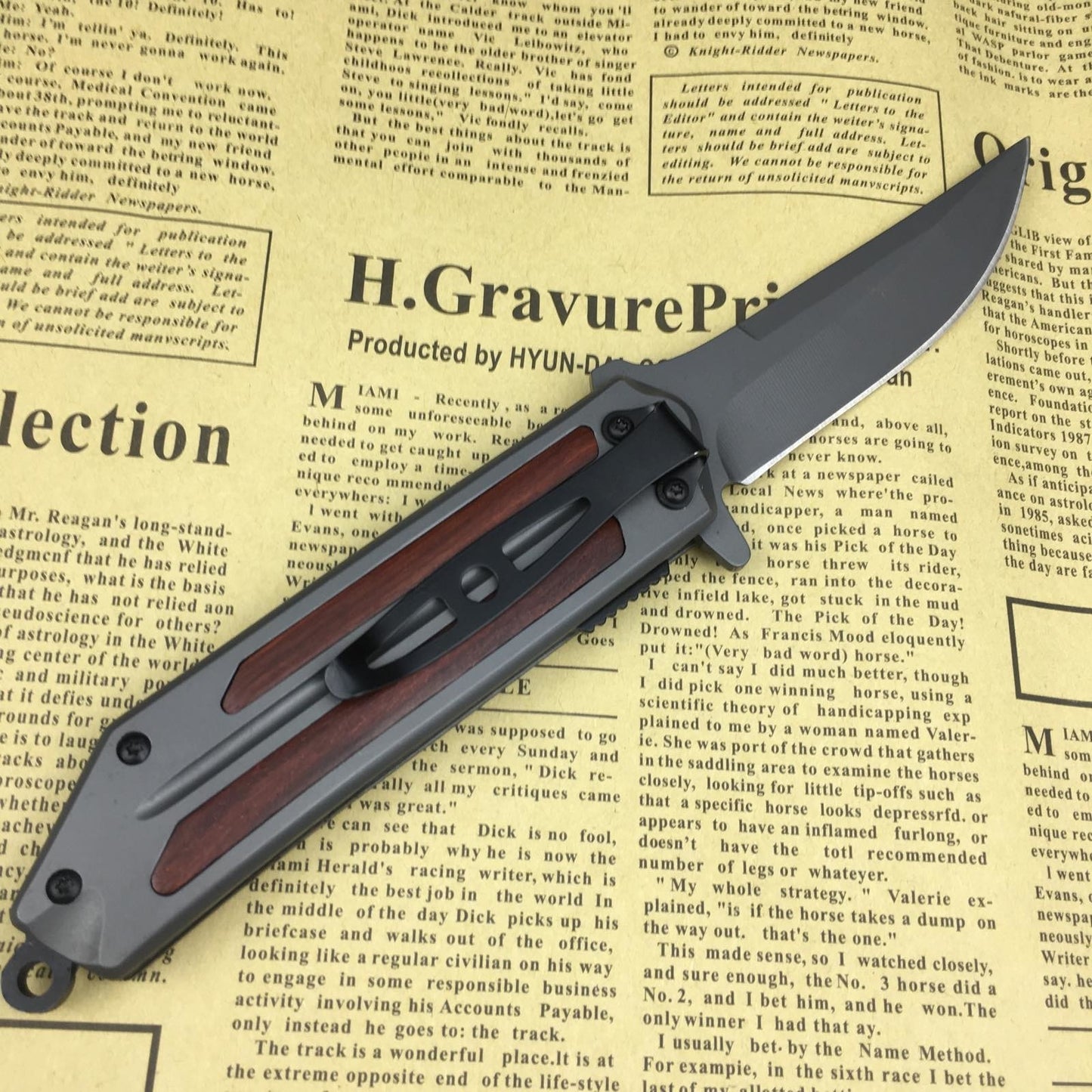BOKE Folding hunting knife combat spring assisted 5Cr13 blade folding rescue knife EDC tool to carry with you