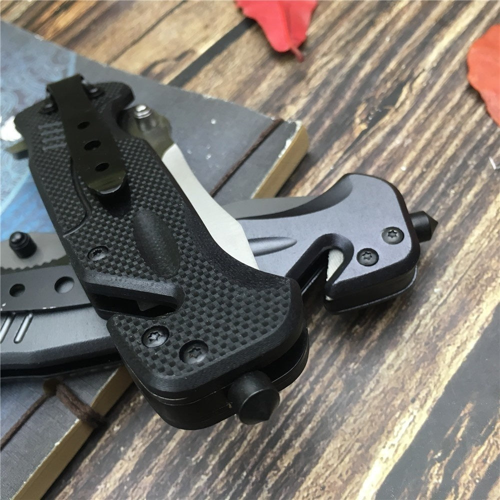 Black & silver assist in opening outdoor folding pocket knife cutter portable outdoor survival camping knife aluminum handle