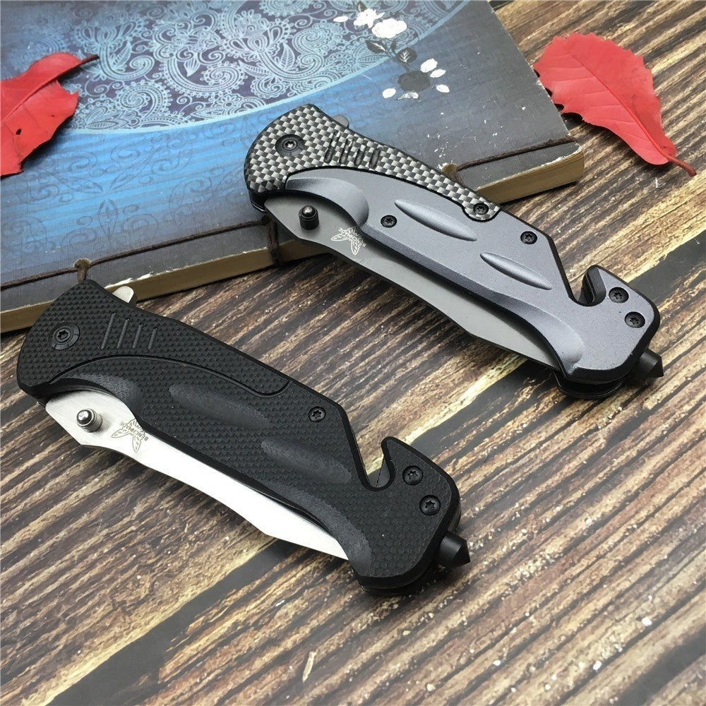 Black & silver assist in opening outdoor folding pocket knife cutter portable outdoor survival camping knife aluminum handle