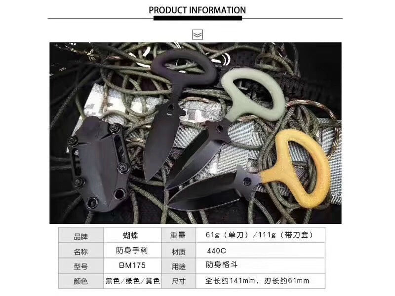 BENCHMADE Defensive fighting hand stab, push knife necklace knife hand stab pocket knife 440C mini portable knife defensive knife fixed knife