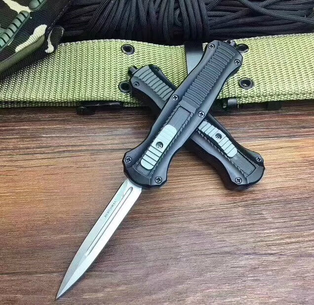 BENCHMADE "5.8" small spring knife, 440 blade spring auxiliary knife tactical dagger sharp double-edged aluminum handle, gift for friends