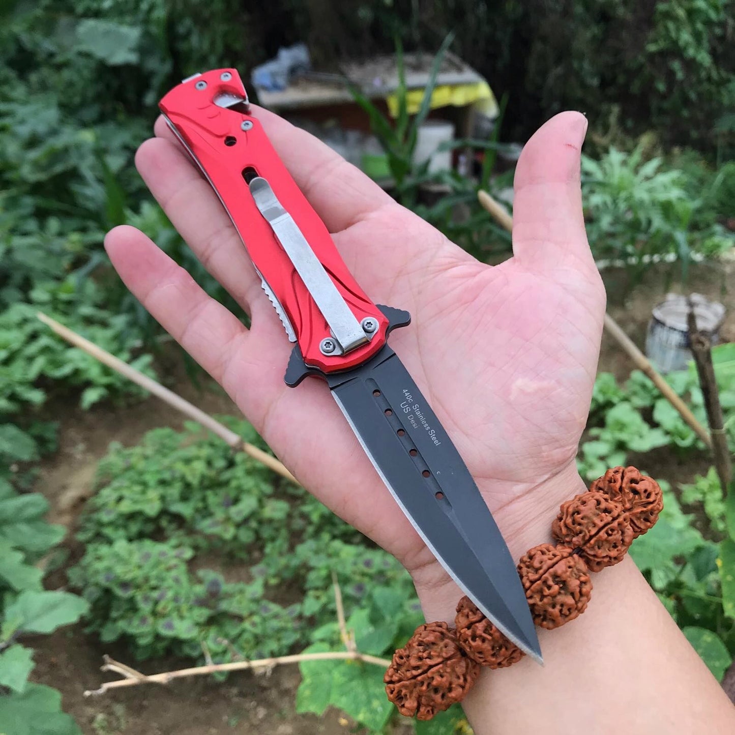 8-inch 440 stainless steel blade with all-aluminum handle survival knife for outdoor tactical rescue tool folding hunt