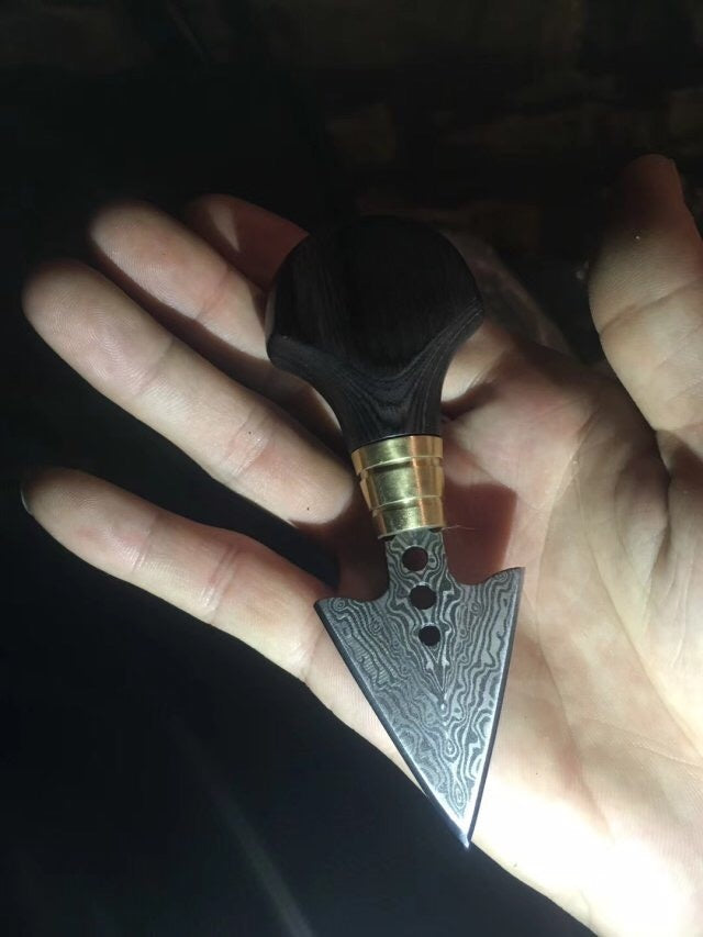 Push knife hand stab pocket knife arrowhead hand stab mini portable knife defensive knife fixed knife collection carry with you