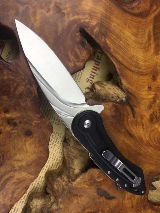 Todd Outdoor pocket knife camping knife 9CR18MOV survival knife multifunctional outdoor tactical rescue tool folding hunting steel sheet + non-slip G10 handle