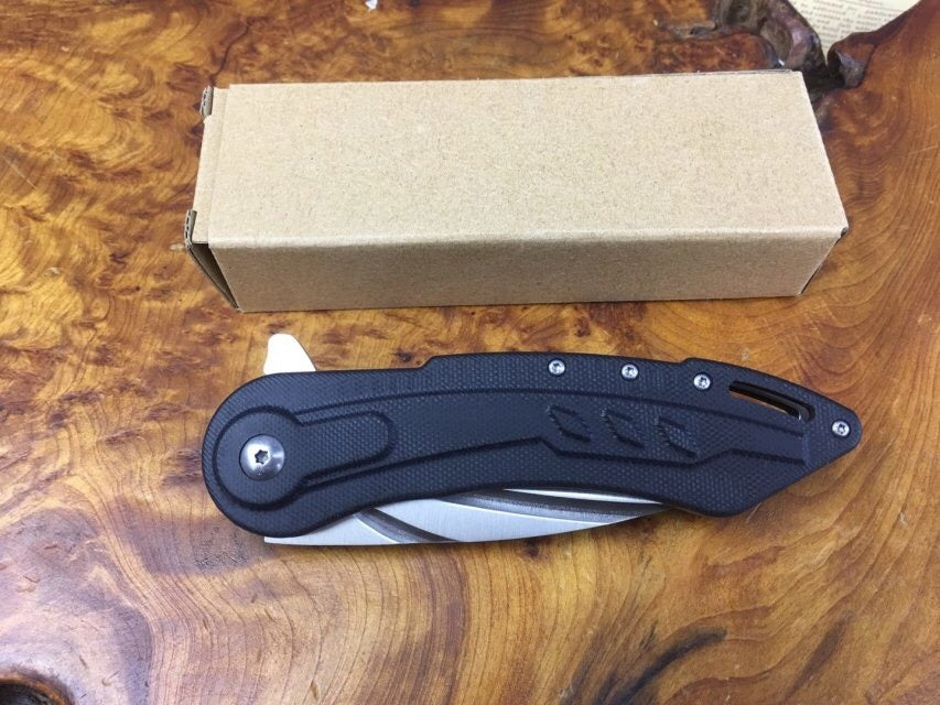Todd Outdoor pocket knife camping knife 9CR18MOV survival knife multifunctional outdoor tactical rescue tool folding hunting steel sheet + non-slip G10 handle