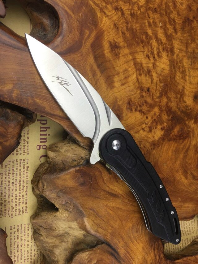 Todd Outdoor pocket knife camping knife 9CR18MOV survival knife multifunctional outdoor tactical rescue tool folding hunting steel sheet + non-slip G10 handle