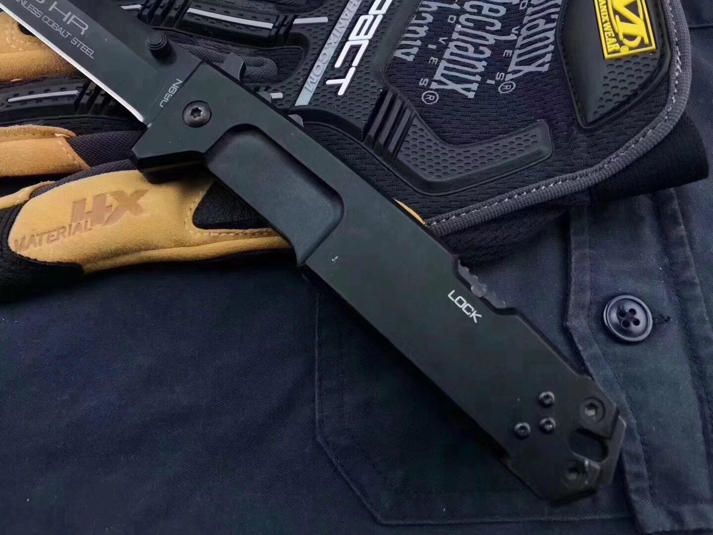 EXTREMA RATIO Hunting & tactical knife jungle field knife pocket folding knife practical 440C stainless steel black titanium handle material for self-defense camping
